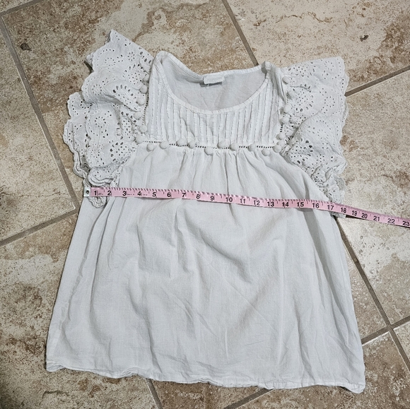 Jennifer & Grace Women’s Medium Boho Cottagecore White Eyelet Ruffle Blouse Top - Picture 6 of 7